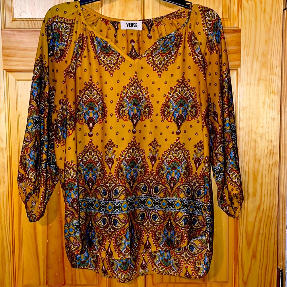 Stitch Fix Verse Mati Billow Sleeve Top. Medium. Mustard.